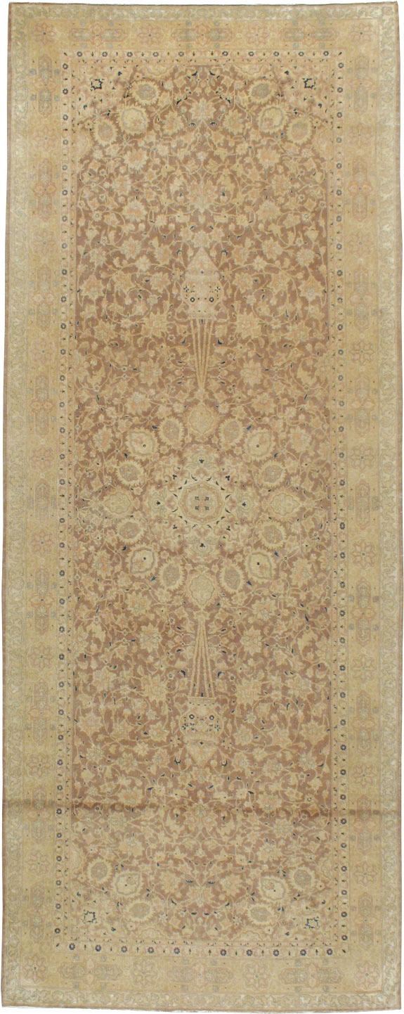 Antique Persian Tabriz Wide Gallery Runner, No.13846 - Staging