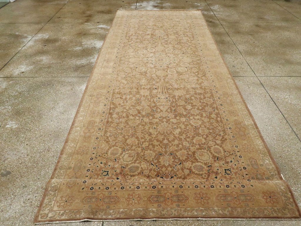 Antique Persian Tabriz Wide Gallery Runner, No.13846 - Staging