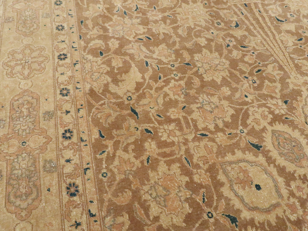 Antique Persian Tabriz Wide Gallery Runner, No.13846 - Staging