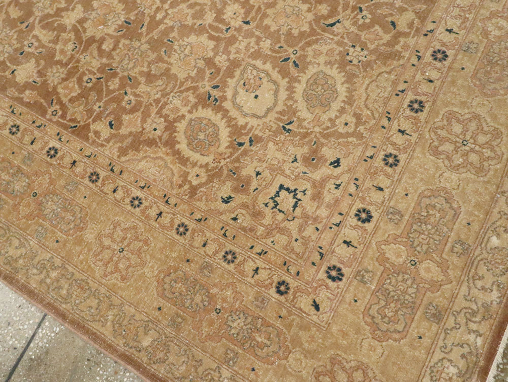 Antique Persian Tabriz Wide Gallery Runner, No.13846 - Staging