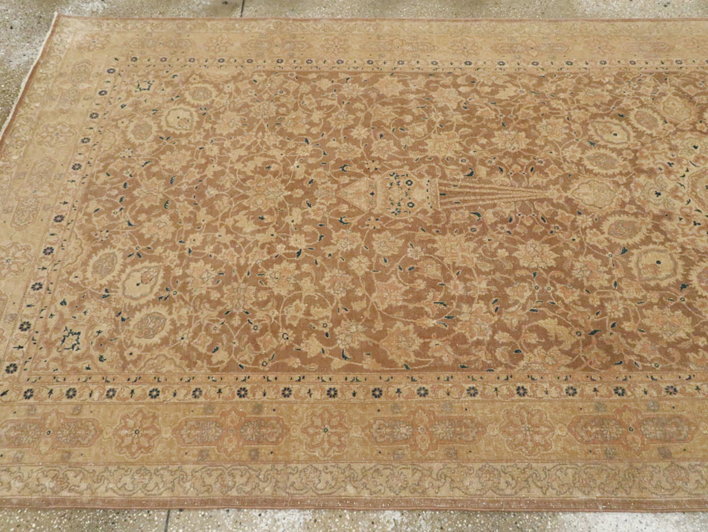 Antique Persian Tabriz Wide Gallery Runner, No.13846 - Staging