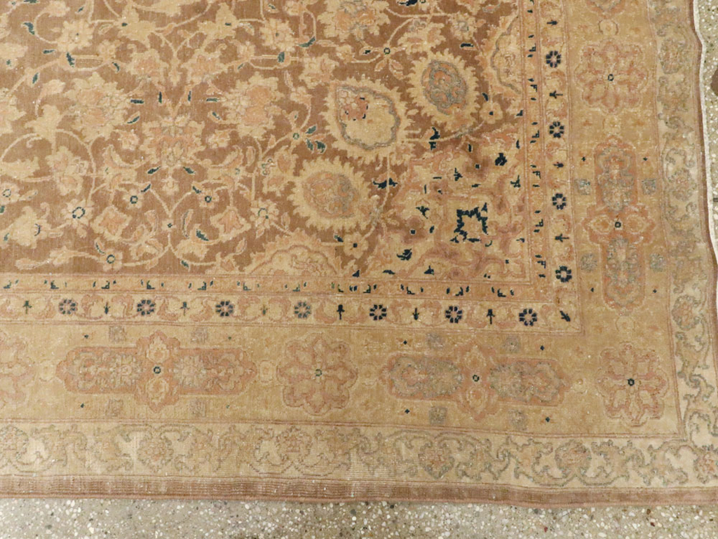 Antique Persian Tabriz Wide Gallery Runner, No.13846 - Staging
