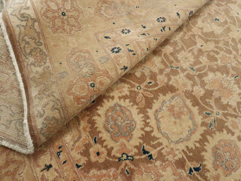 Antique Persian Tabriz Wide Gallery Runner, No.13846 - Staging