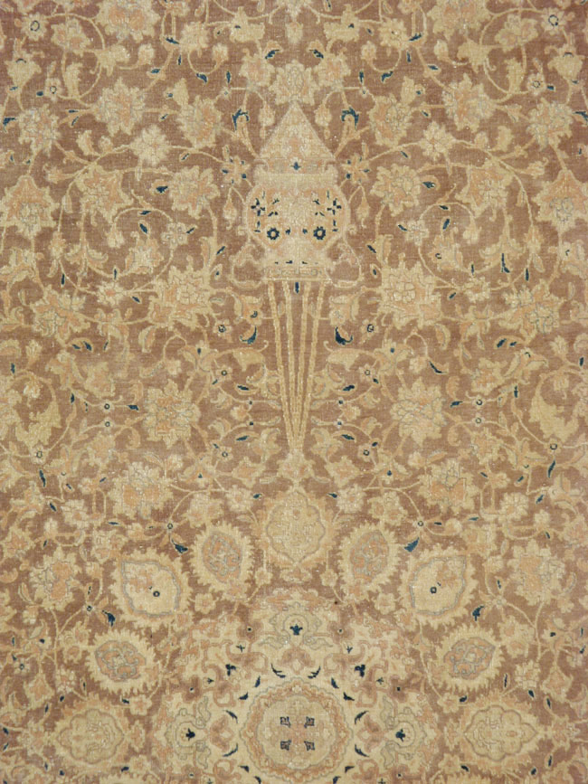 Antique Persian Tabriz Wide Gallery Runner, No.13846 - Staging