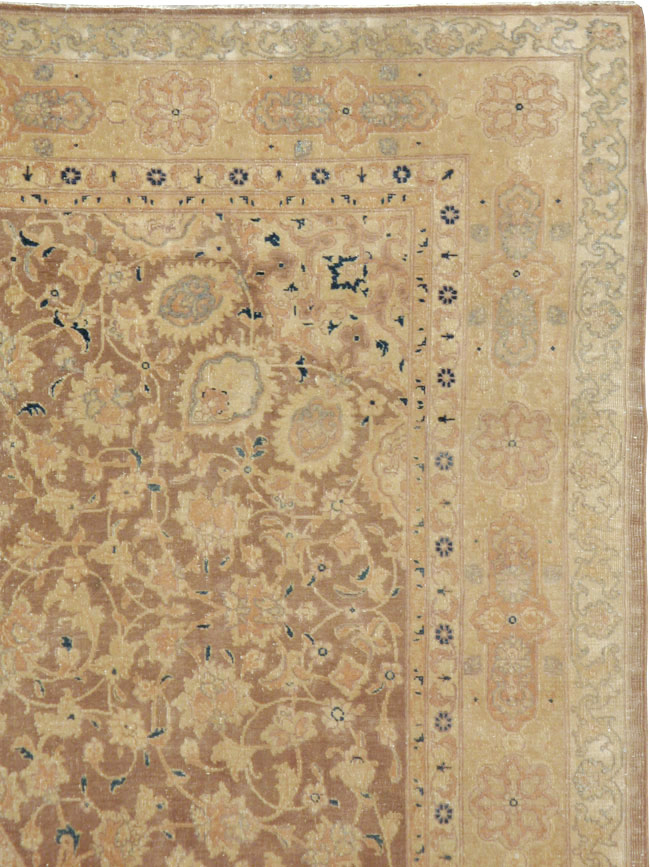 Antique Persian Tabriz Wide Gallery Runner, No.13846 - Staging