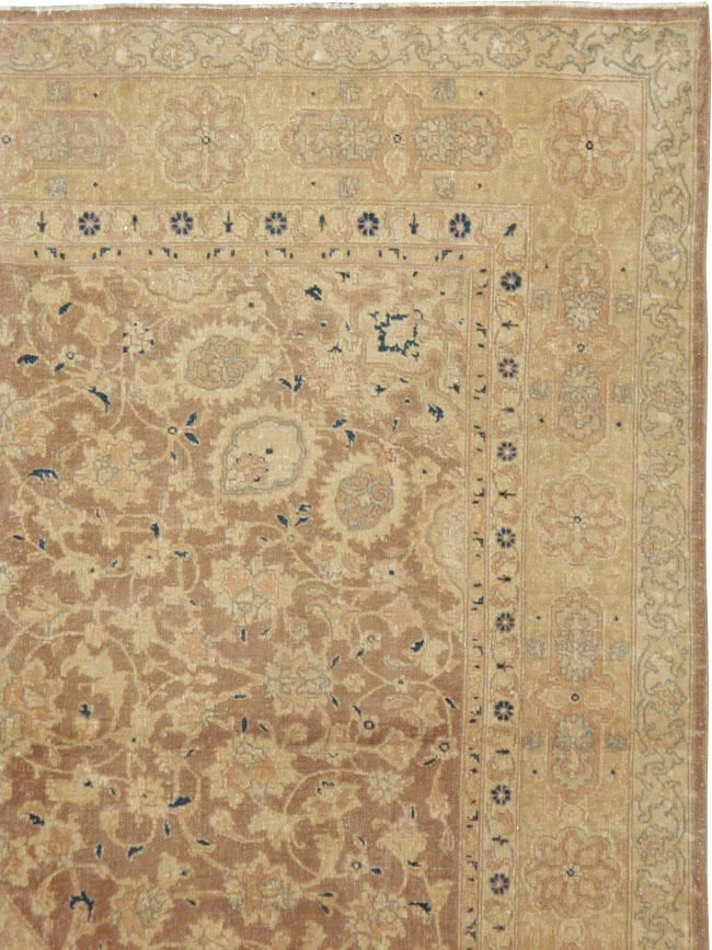 Antique Persian Tabriz Wide Gallery Runner, No.13846 - Staging