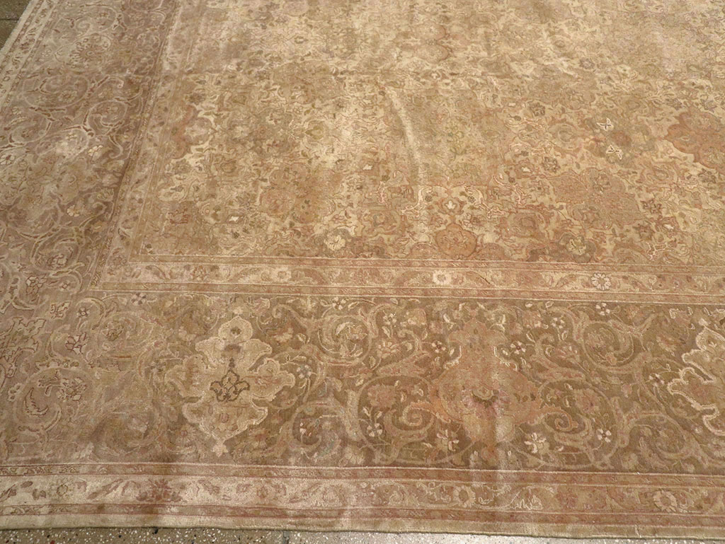 Vintage Persian Tabriz Oversize Carpet, No.13854 - Staging