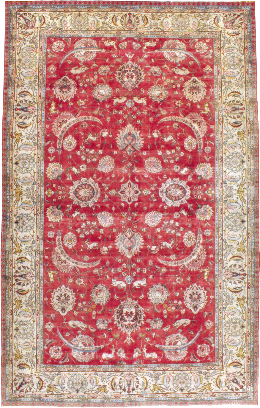 Vintage Persian Tabriz Carpet, No.13859 - Staging