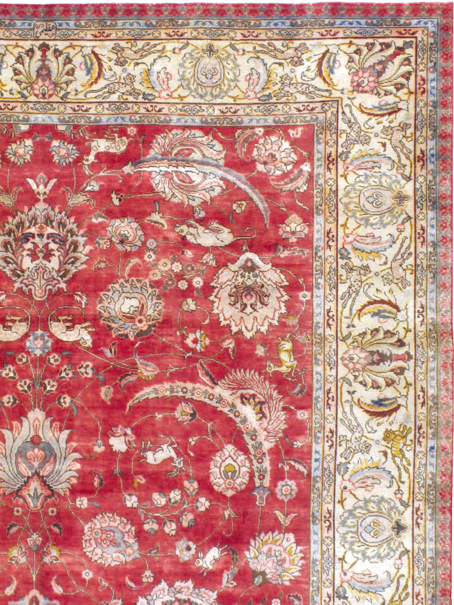 Vintage Persian Tabriz Carpet, No.13859 - Staging