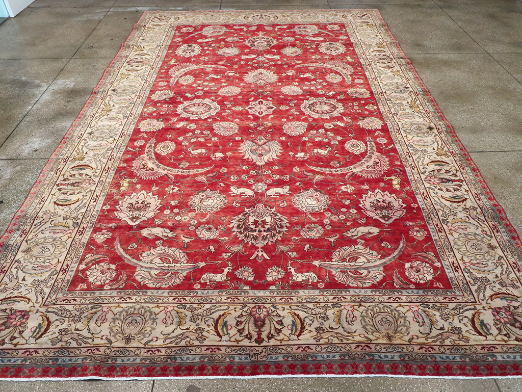 Vintage Persian Tabriz Carpet, No.13859 - Staging