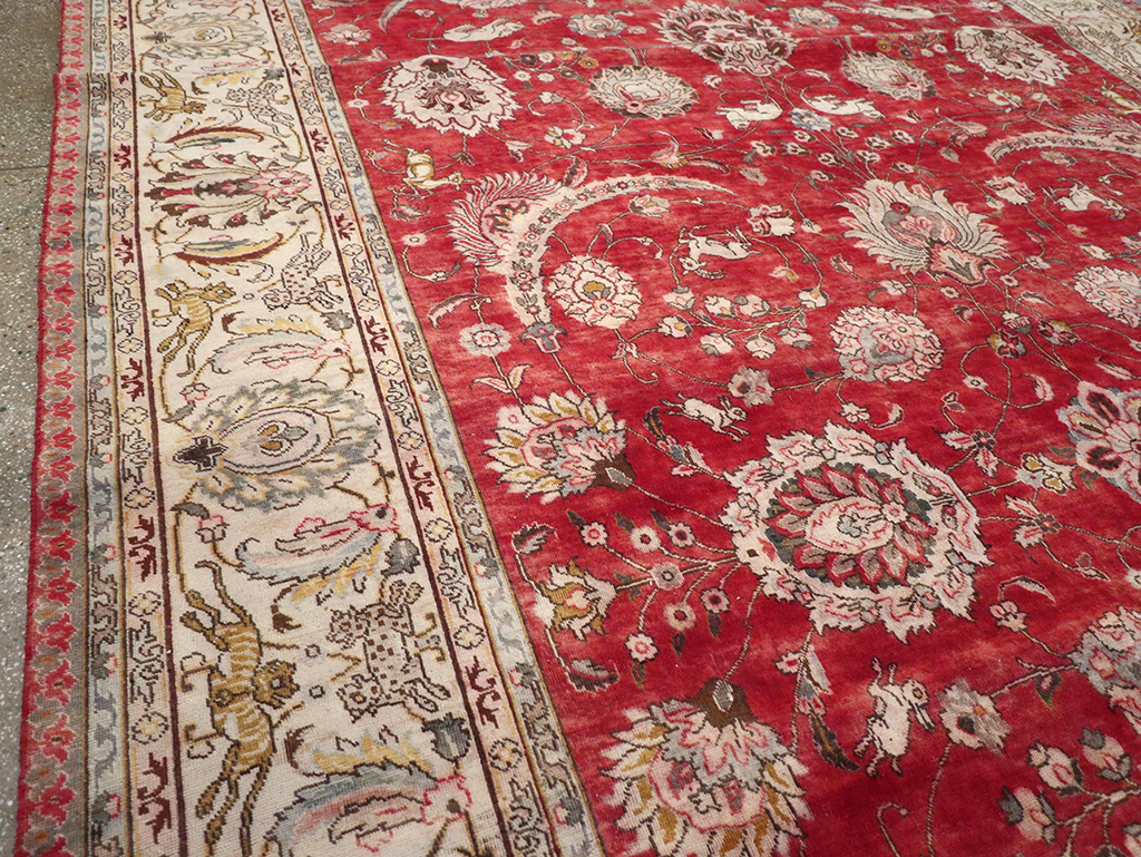 Vintage Persian Tabriz Carpet, No.13859 - Staging