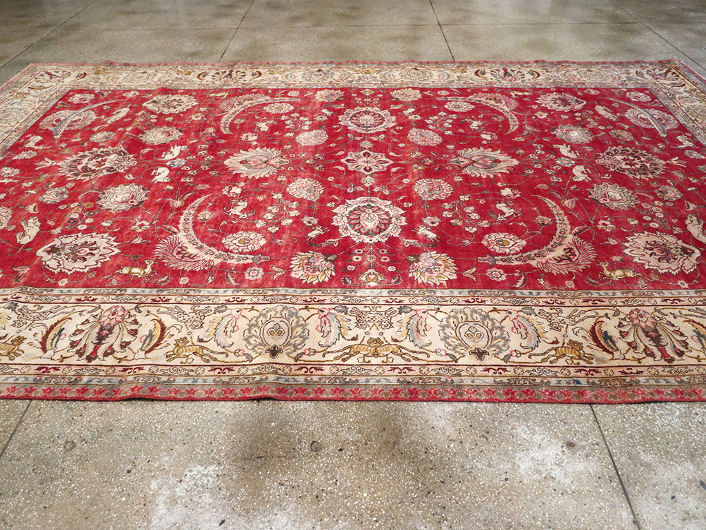Vintage Persian Tabriz Carpet, No.13859 - Staging