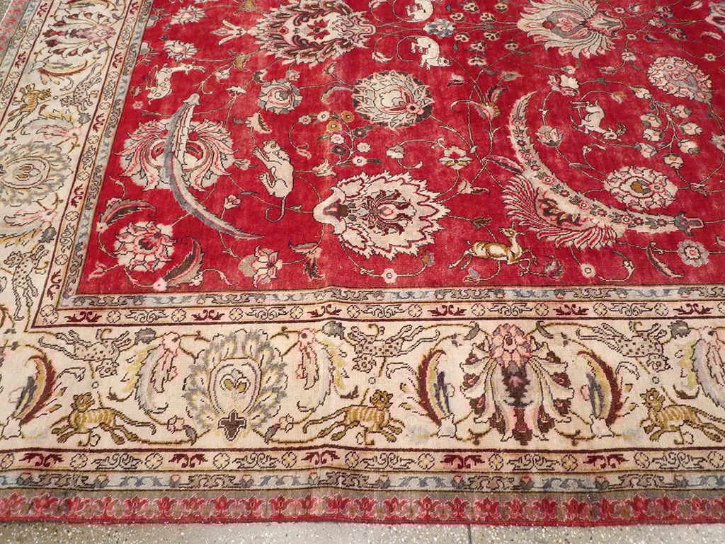 Vintage Persian Tabriz Carpet, No.13859 - Staging
