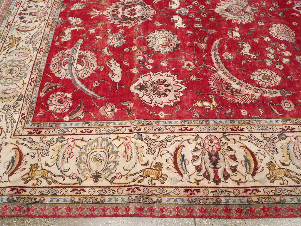 Vintage Persian Tabriz Carpet, No.13859 - Staging