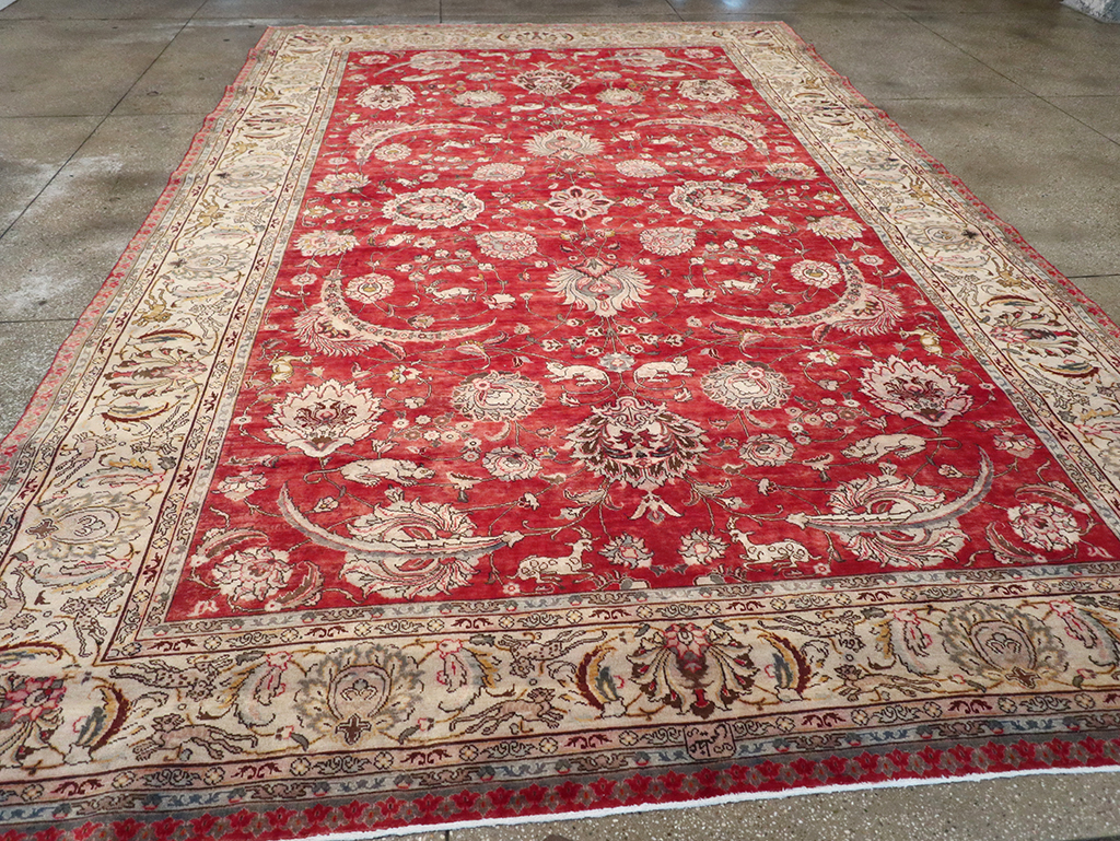 Vintage Persian Tabriz Carpet, No.13859 - Staging