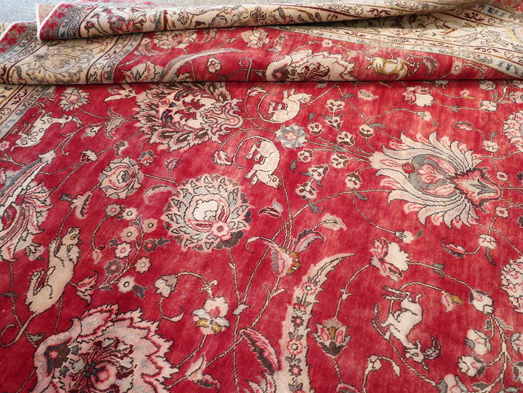 Vintage Persian Tabriz Carpet, No.13859 - Staging