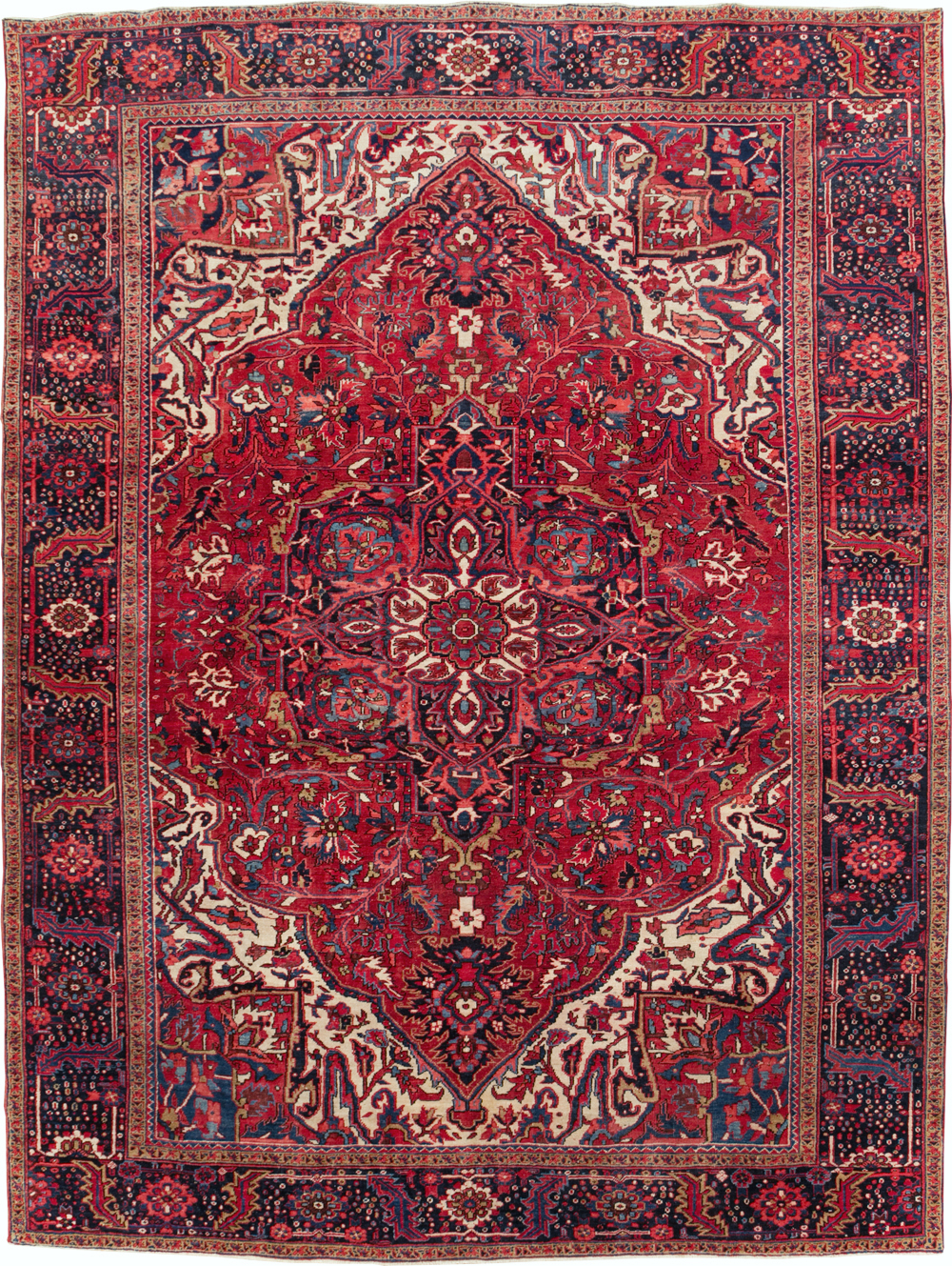 Vintage Persian Heriz Room Size Carpet, No.13870 - Staging