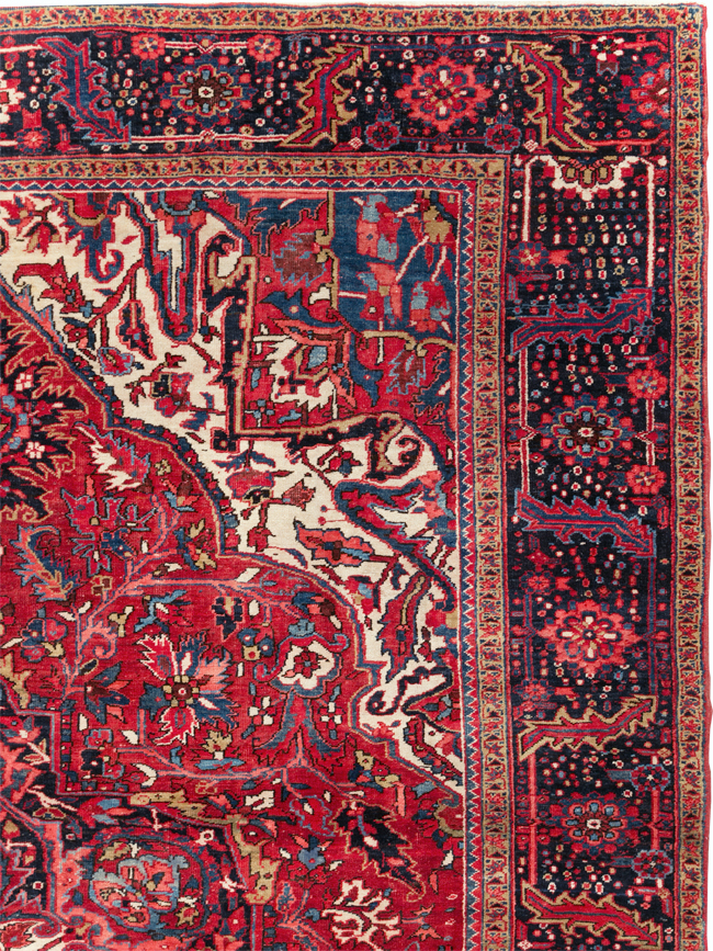 Vintage Persian Heriz Room Size Carpet, No.13870 - Staging