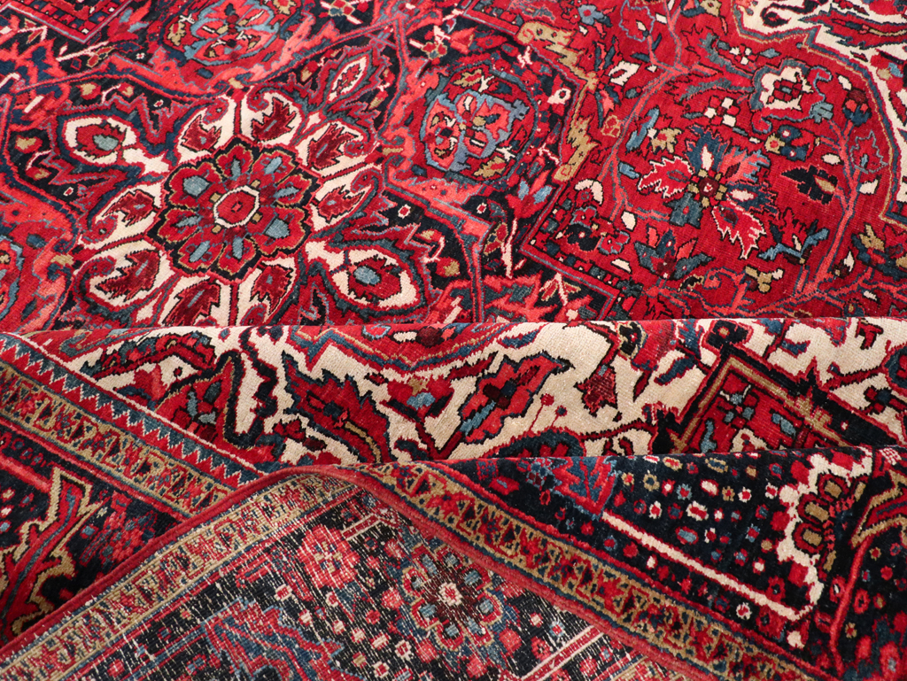 Vintage Persian Heriz Room Size Carpet, No.13870 - Staging