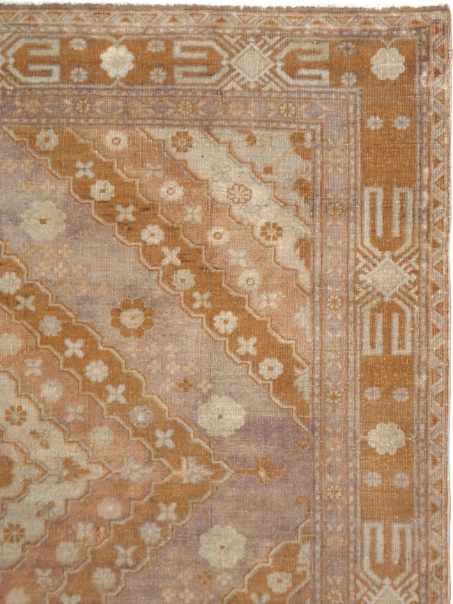 Antique East Turkestan Khotan Carpet, No.13967 - Staging