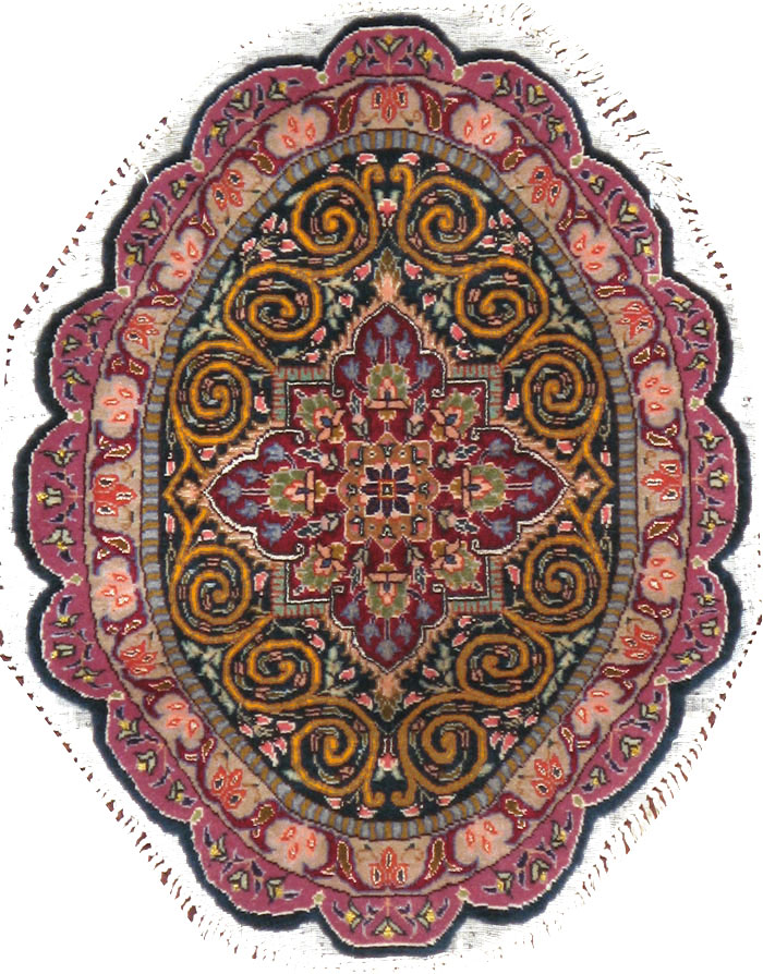 Vintage Persian Tabriz Oval Carpet (Pair: 1 of 2), No.14005 - Staging