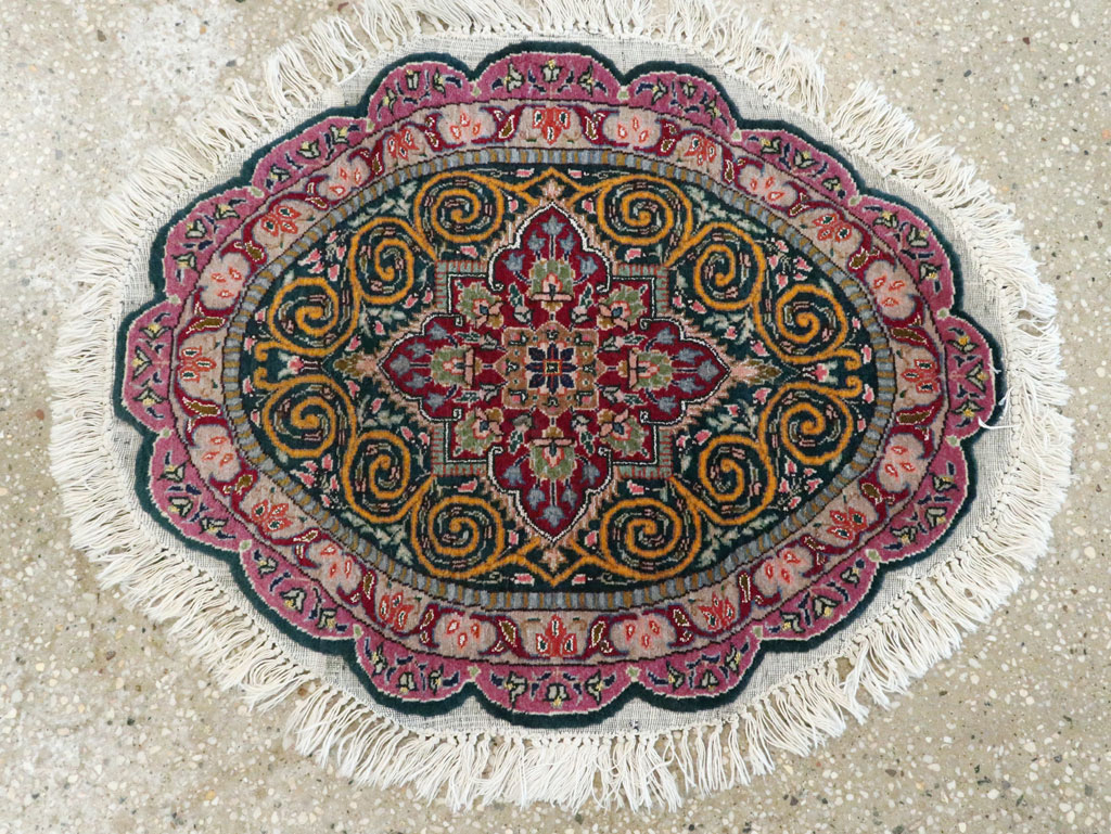 Vintage Persian Tabriz Oval Carpet (Pair: 1 of 2), No.14005 - Staging