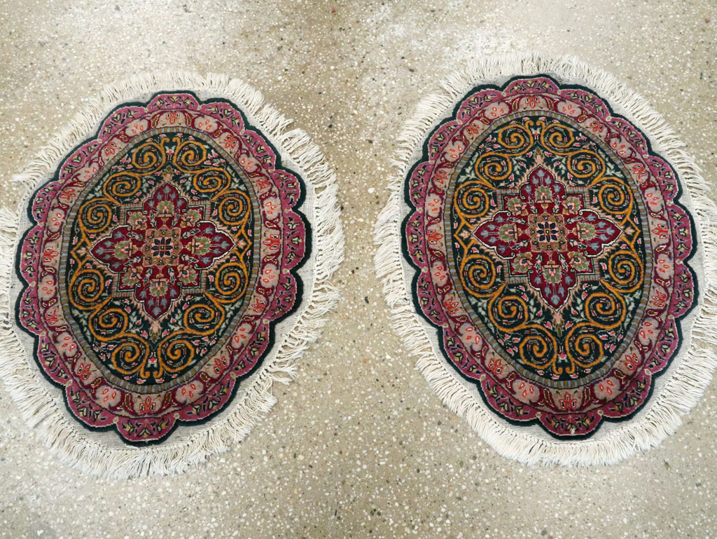 Vintage Persian Tabriz Oval Carpet (Pair: 1 of 2), No.14005 - Staging