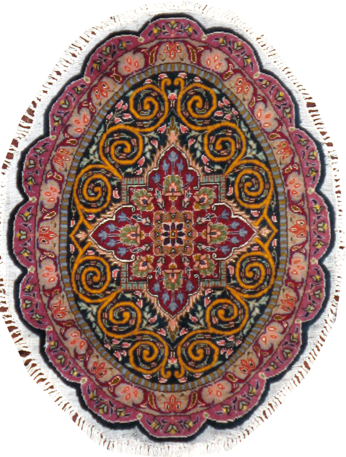 Vintage Persian Tabriz Oval Carpet (Pair: 2 of 2), No.14006 - Staging