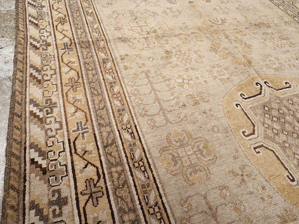 Antique East Turkestan Khotan Carpet, No.14075 - Staging