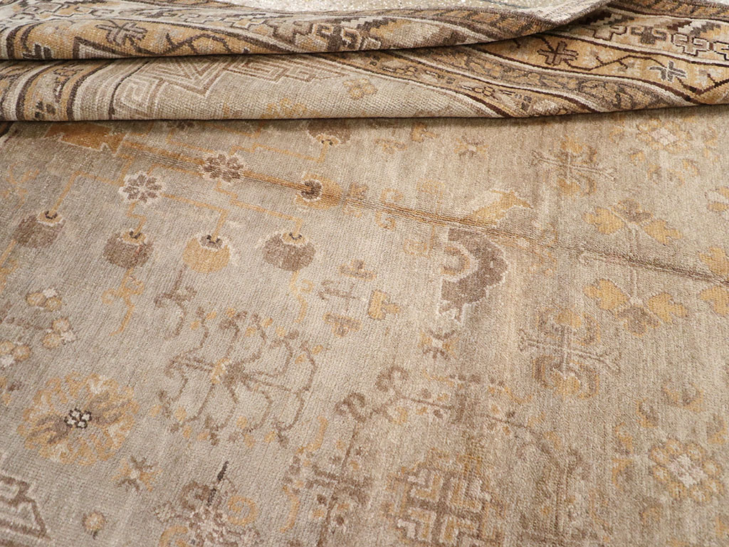 Antique East Turkestan Khotan Carpet, No.14075 - Staging