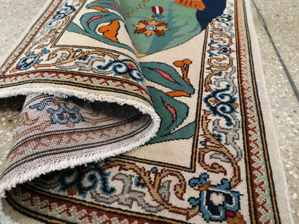 Vintage Persian Kashan Pictorial Rug, No.14170 - Staging