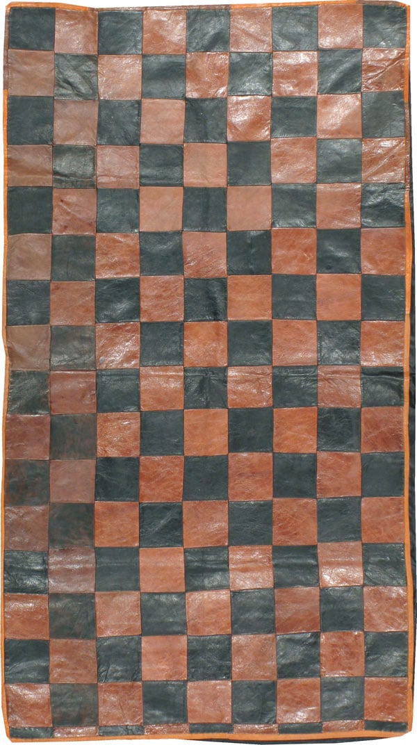 Vintage Italian Leather Art Deco Rug, No.14184 - Staging