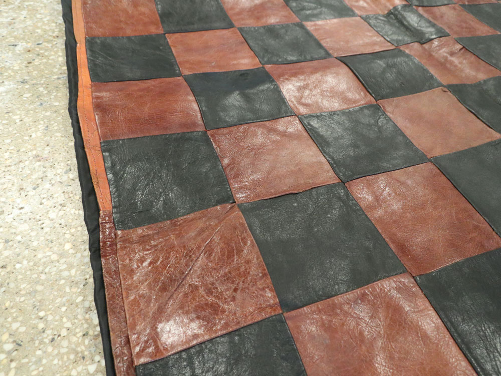 Vintage Italian Leather Art Deco Rug, No.14184 - Staging