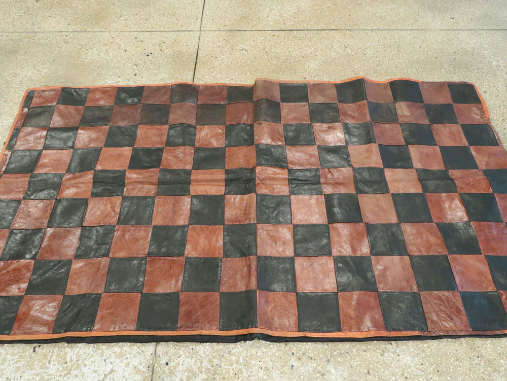 Vintage Italian Leather Art Deco Rug, No.14184 - Staging