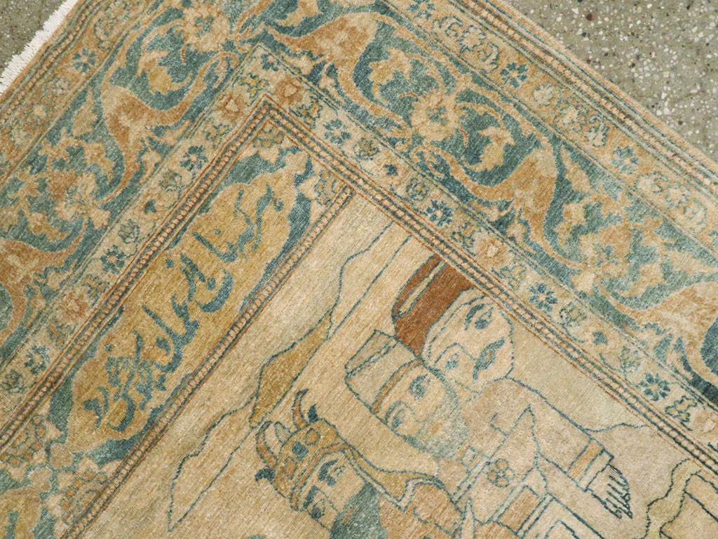 Antique Persian Tabriz Pictorial Rug, No.14202 - Staging