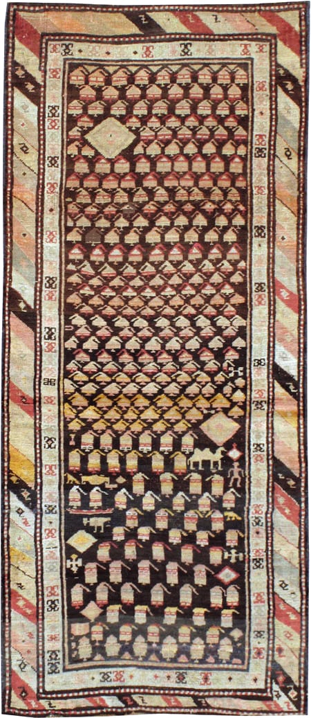 Antique Persian Kurd Rug, No.14205 - Staging