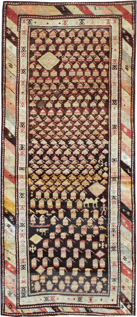 Antique Persian Kurd Rug, No.14205 - Staging