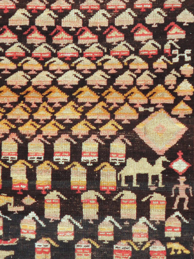 Antique Persian Kurd Rug, No.14205 - Staging