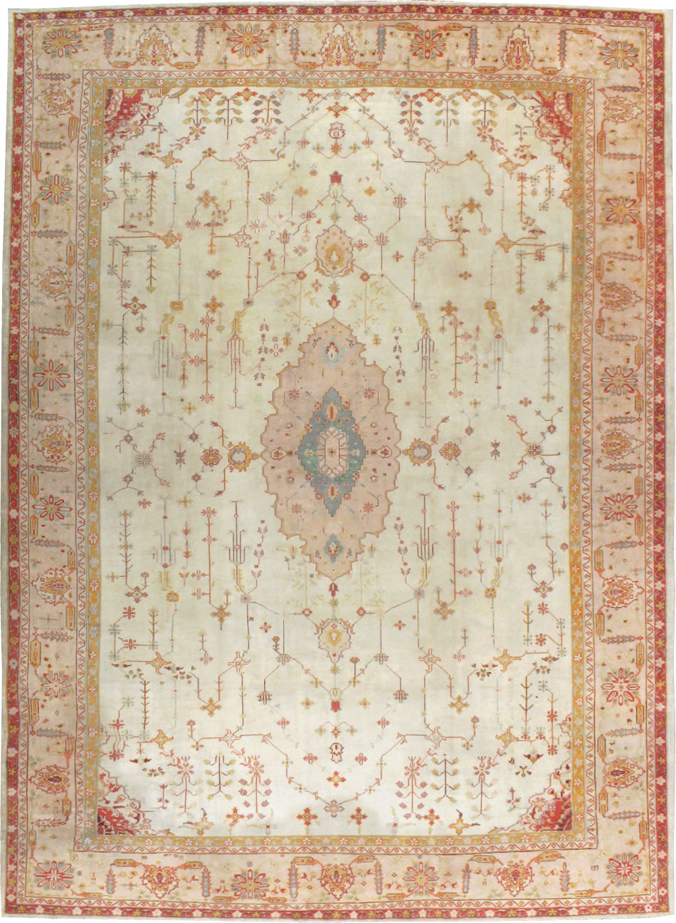 Antique Turkish Oushak Carpet, No.14236 - Staging