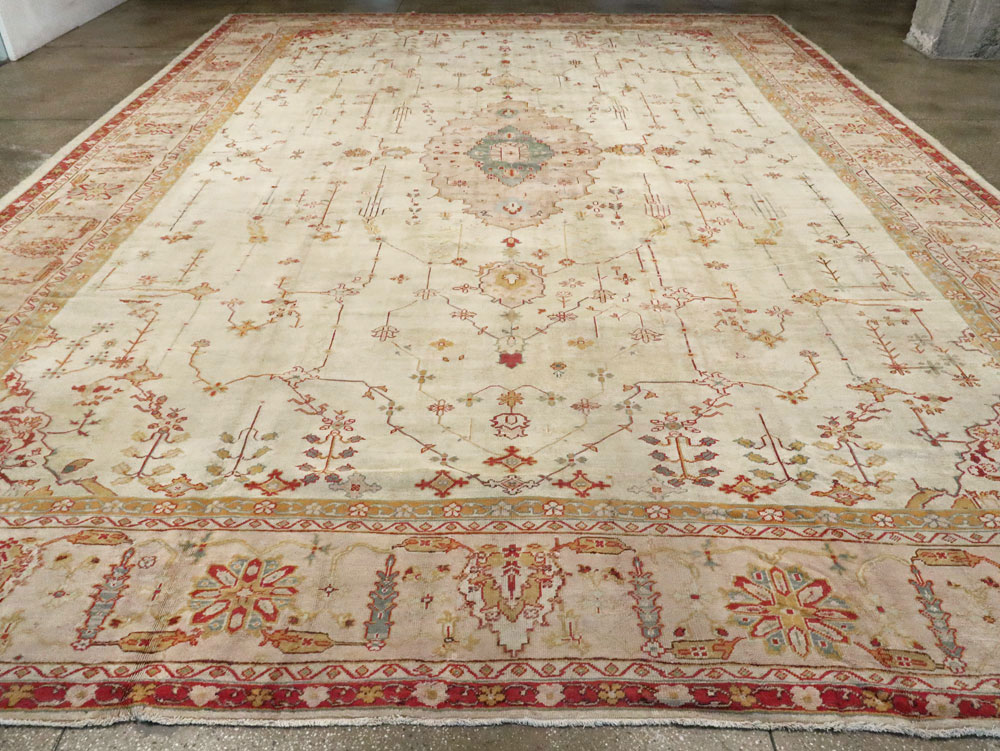 Antique Turkish Oushak Carpet, No.14236 - Staging
