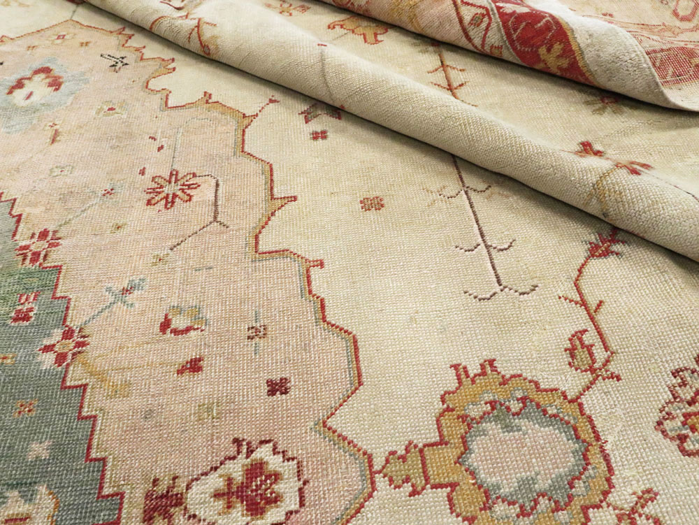Antique Turkish Oushak Carpet, No.14236 - Staging