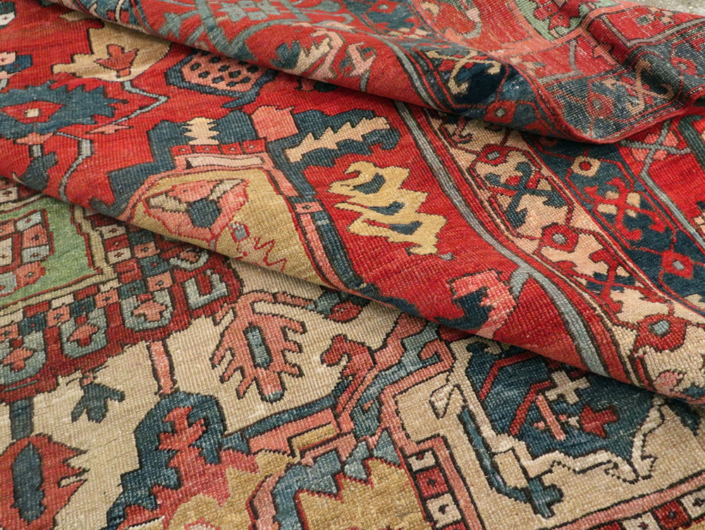 Antique Persian Heriz Carpet, No.14272 - Staging