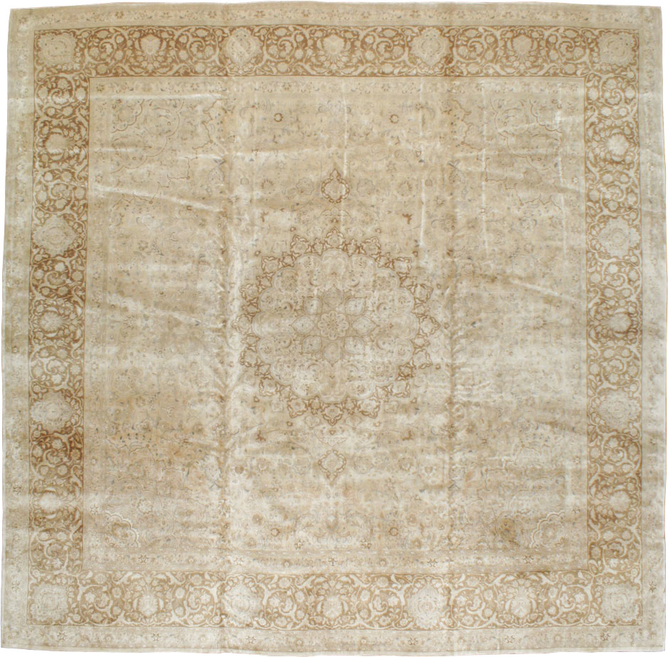 Vintage Persian Tabriz Square Carpet, No.14307 - Staging