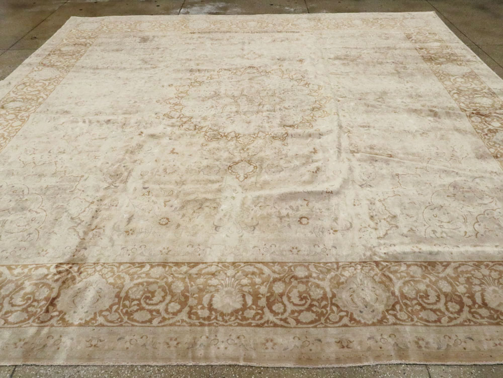 Vintage Persian Tabriz Square Carpet, No.14307 - Staging