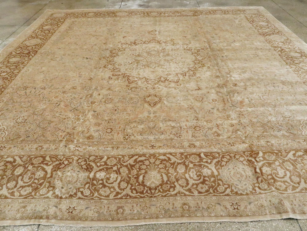 Vintage Persian Tabriz Square Carpet, No.14307 - Staging
