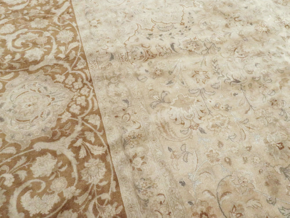 Vintage Persian Tabriz Square Carpet, No.14307 - Staging