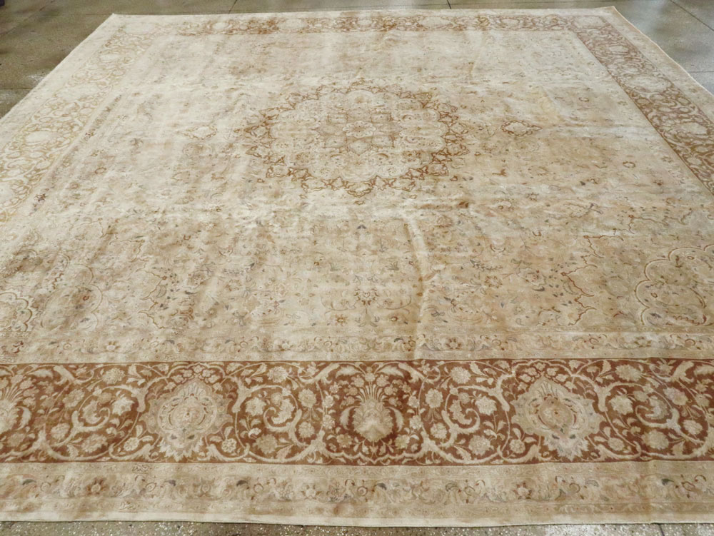 Vintage Persian Tabriz Square Carpet, No.14307 - Staging
