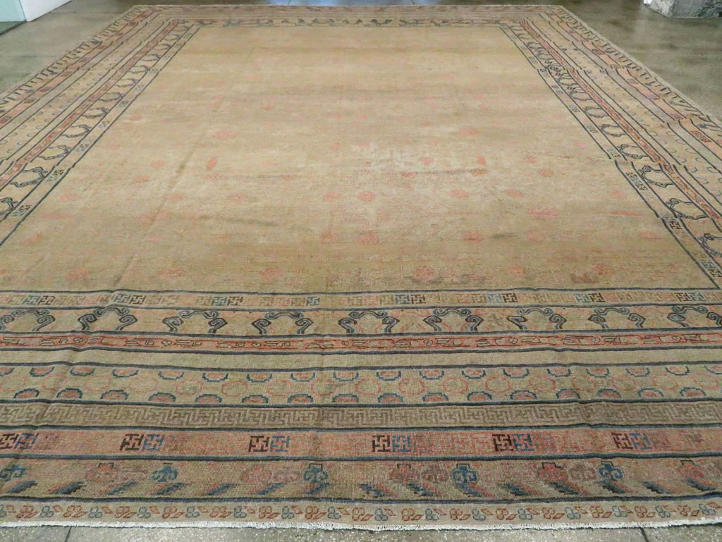Antique East Turkestan Khotan Carpet, No.14309 - Staging