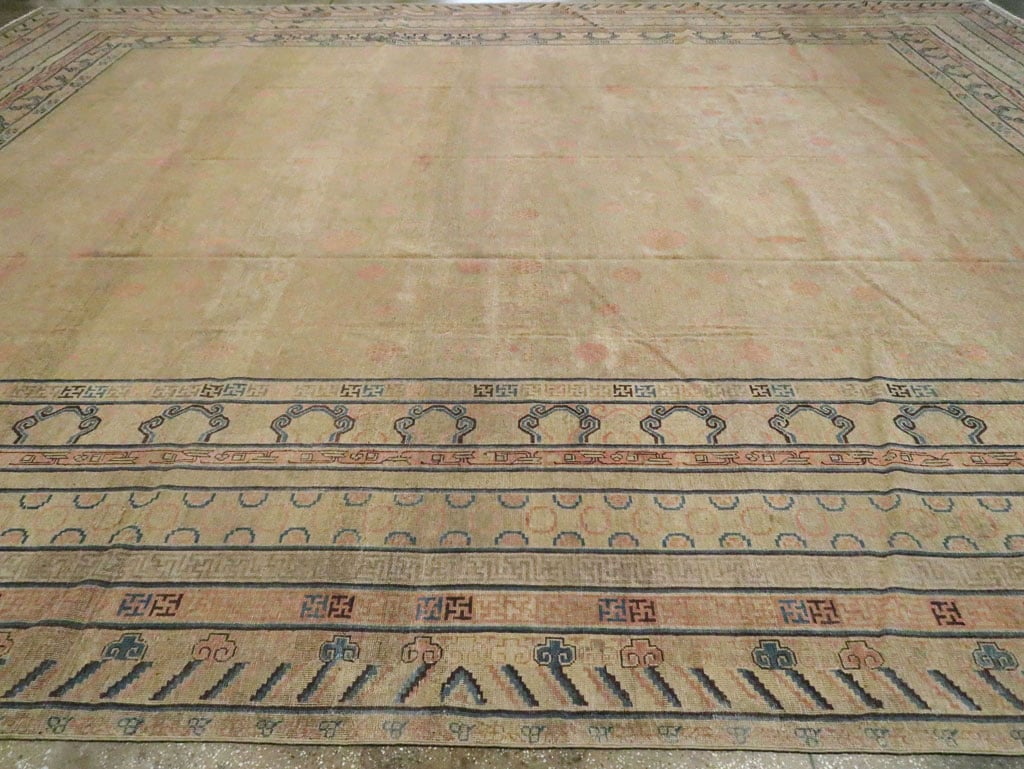 Antique East Turkestan Khotan Oversize Carpet, No.14309 - Staging