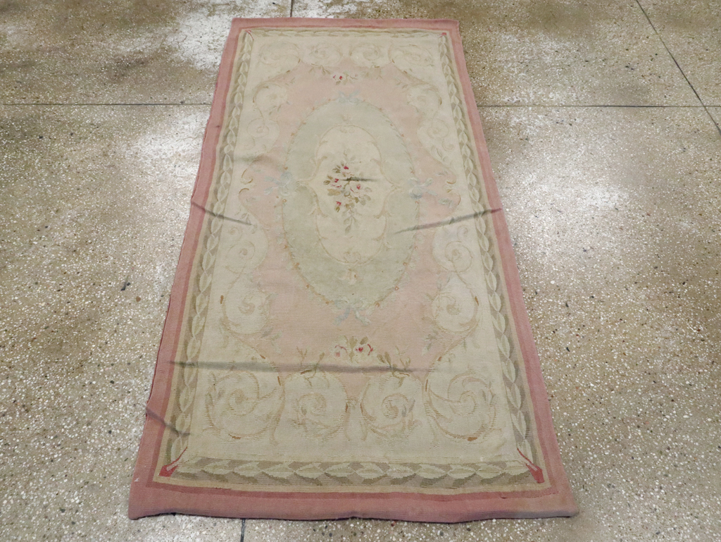 Antique French Aubusson Rug, No.14331 - Staging
